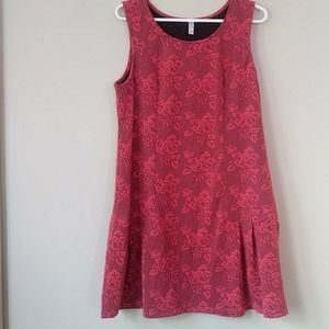 Floral Pleated Coral Dress Plus Sz XXL